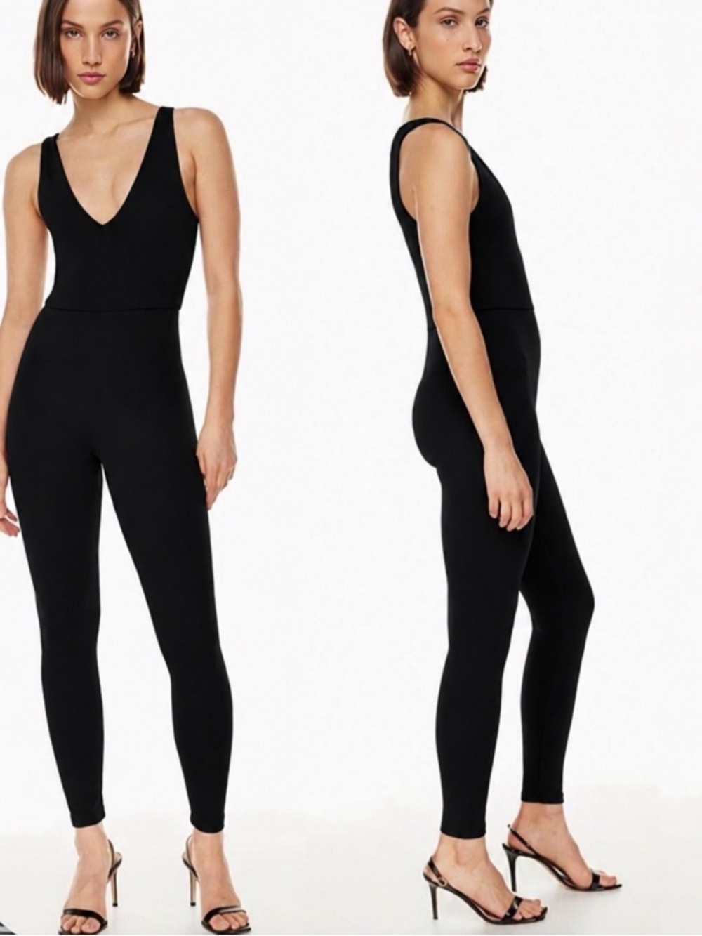 Aritzia Babaton Black Contour V Neck Jumpsuit Size M